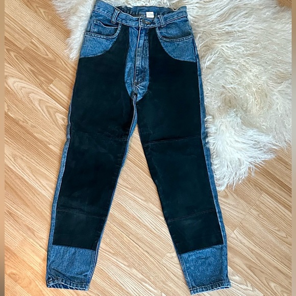 1980s Seruchi Suede Chaps-Style Jeans - Picture 1 of 13